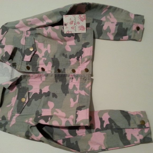 NWT Derek Heart PINK Camouflage Denim Jacket - Picture 2 of 4